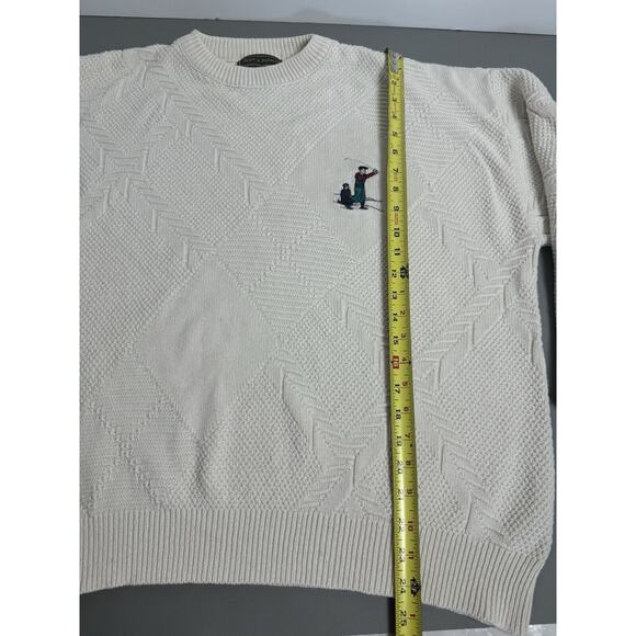 Vintage Croft And Barrow Golf Sweater Mens XL Cream Knit Crew Neck - Picture 3 of 8